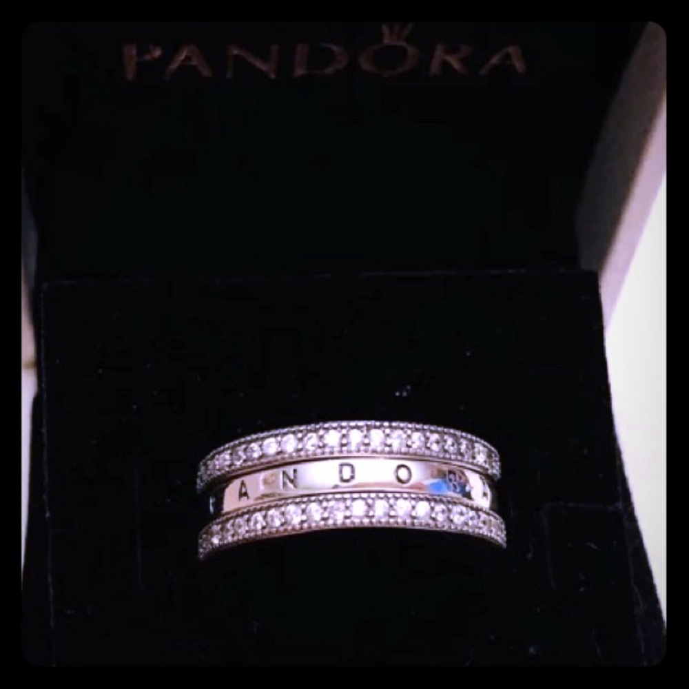 Pandora Silver and White Sparkling Ring